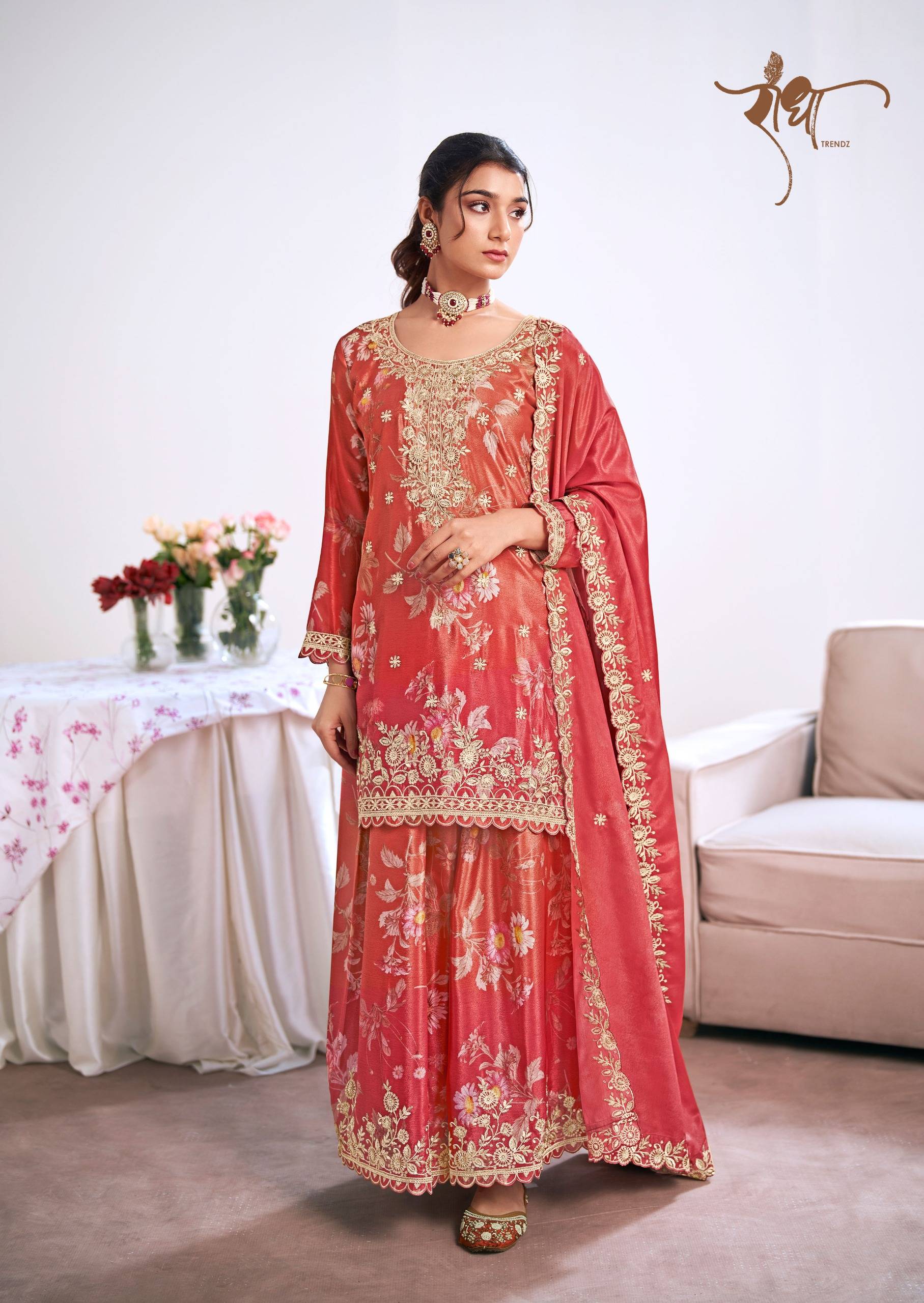 ZEEL BY RADHA TRENDZ 5041 TO 5044 Series Beautiful Fancy Colorful Stylish Occasional Wear Premium HEAVY PREMIUM CHINON Dresses At Wholesale Price